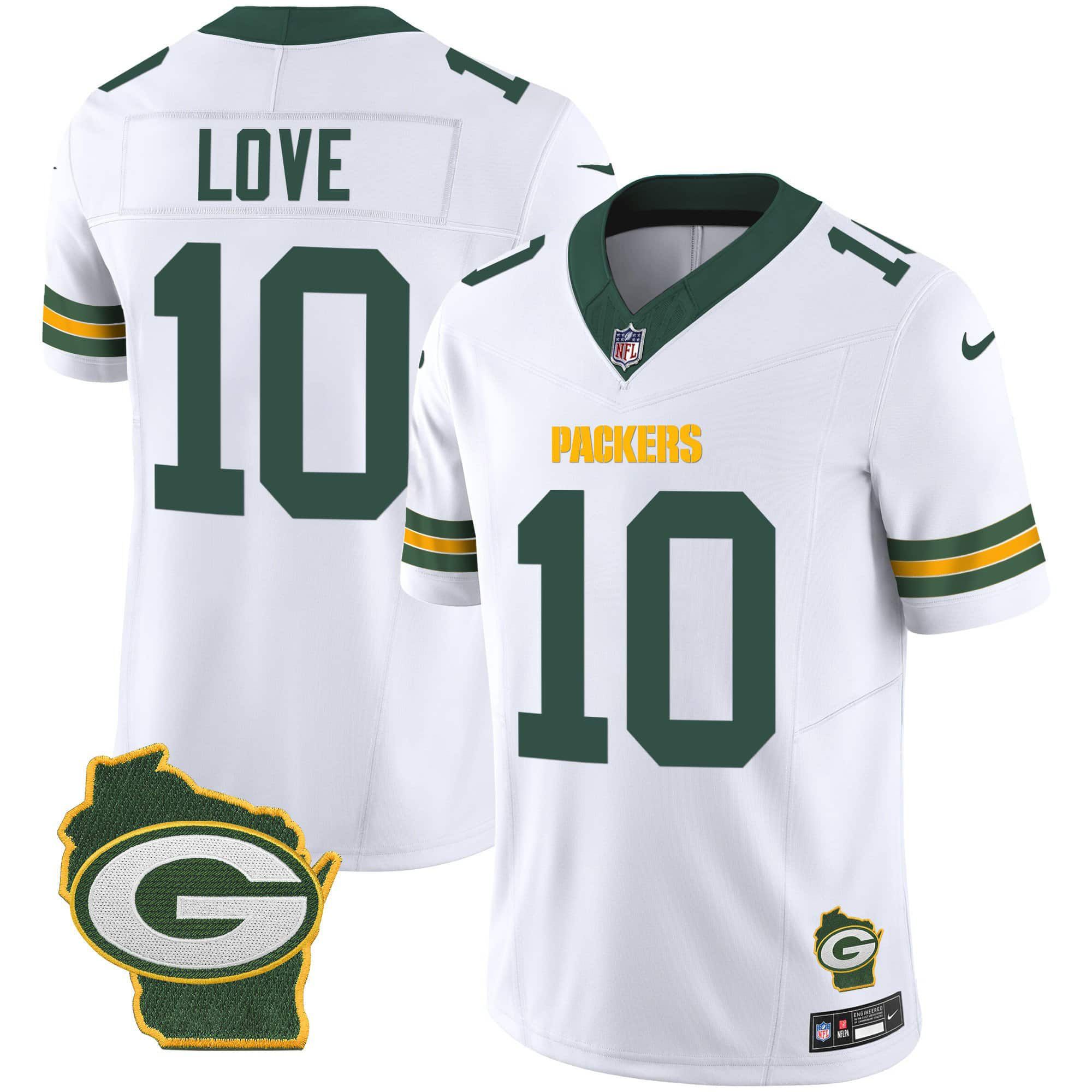 Men Green Bay Packers #10 Love White 2024 Nike Home Patch Vapor NFL Jersey->indianapolis colts->NFL Jersey